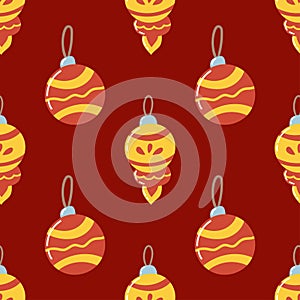 Cristmas seamless pattern with decorative balls. Perfect foe xmas background, wrapping paper, fabric print.