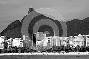 Cristo Redentor as seen from a boat in the Baia de Guanabara in photo