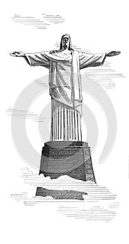 Cristo Redentor. Statue of the Christ-Redeemer Rio de Janeiro, Brazil.