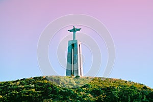 The Cristo Rei monument of Jesus Christ in Lisbon.