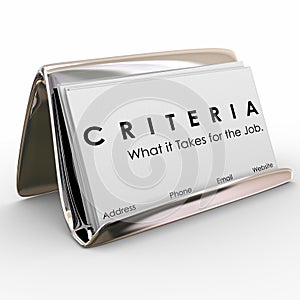 Criteria Business Card What it Takes for Job Skills Worker Experience photo