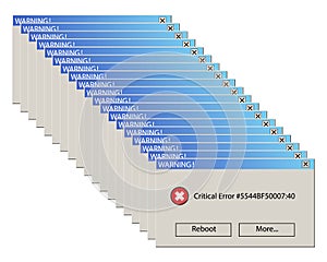 Critical Error Warning Message. Vintage User Interface. Vector Illustration.