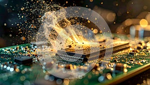 Critical System Failure CPU Burnout on Circuit Board