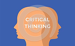 Critical thinking concept illustration with head silhouette and text over it