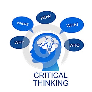 Critical Thinking concept. Profile of the head