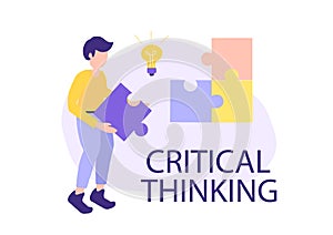 Critical thinking concept, search for ideas, vector illustration