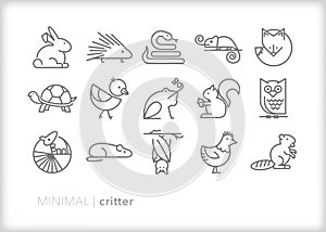 Critter icons of small animals, reptiles and pets