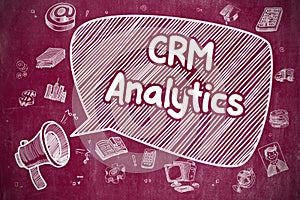 CRM Analytics - Cartoon Illustration on Red Chalkboard.