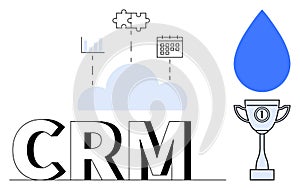 CRM Cloud Integration with Data Analytics and Customer Relationship Management Symbols