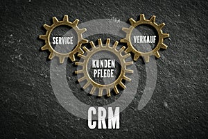 CRM components symbolized as connected cogwheels photo