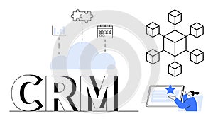 CRM Concept with Cloud Computing, Data Integration, and Workflow Automation Elements