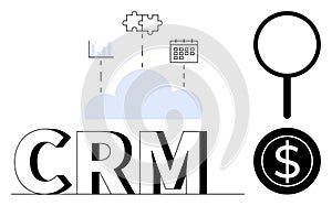 CRM Concept with Cloud Integration, Data Analytics, and Financial Growth Visualization