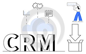 CRM Concept with Cloud Integration, Data Management, and Customer Rating Visualization