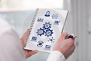 Crm concept on a notepad