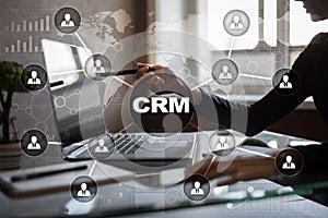 CRM. Customer relationship management concept. Customer service and relationship photo