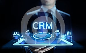 CRM - Customer Relationship Management. Enterprise Communication and planning software concept.