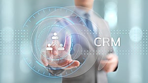 CRM - Customer Relationship Management. Enterprise Communication and planning software concept.