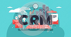 CRM or customer relationship management flat stylized vector illustration.