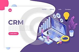 CRM - Customer relationship management isometric concept.