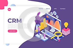 CRM - Customer relationship management isometric concept.