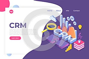 CRM - Customer relationship management isometric concept.