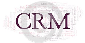 CRM - Customer Relationship Management word cloud.