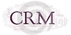 CRM - Customer Relationship Management word cloud.