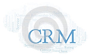 CRM - Customer Relationship Management word cloud.