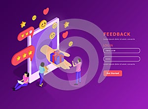 CRM Feed Back Isometric Composition