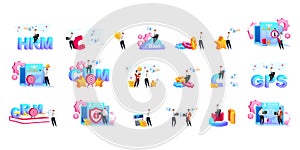 CRM flat concept vector illustrations set