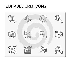 CRM line icons set