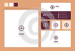 Crm logo brand business card. Branding book from business management icons collection. Creative Crm logo