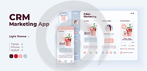 CRM marketing app screen vector adaptive design template