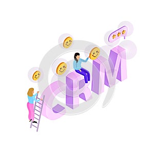 CRM Text Isometric Composition