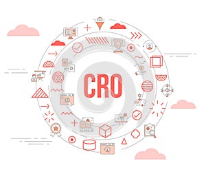 cro conversion rate optimization concept with icon set template banner and circle round shape