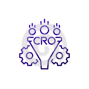 CRO line icon, Conversion rate optimization