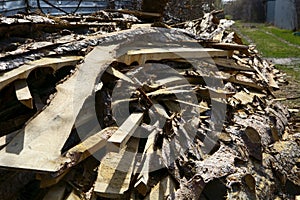 Croaker, sawn wood on a sawmill.