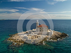 Croatia - Amazing aerial view of the lighthouse Mulo near Rogoznica photo