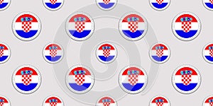 Croatia background. Croatian flag seamless pattern. Vector round icons. Geometric circle symbols. Texture for language courses, sp