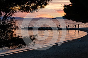 Croatia beach at sunset photo