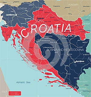 Croatia country detailed editable map