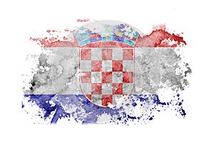 Croatia, Croatian flag background painted on white paper with watercolor