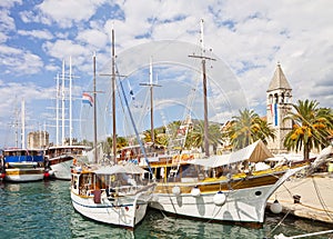 Croatia, cruise ships moored at Trogir quayside