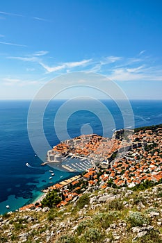 Croatia, Dubrovnik view from above to old town of Dubrovnik.