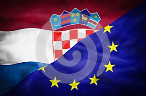 Croatia and European Union mixed flag.