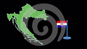 Croatia Flag and Map Shape Animation