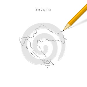 Croatia freehand pencil sketch outline vector map isolated on white background