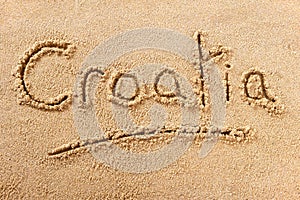 Croatia handwritten beach sand message