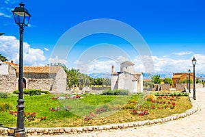 Croatia, Holy Cross church in old town of Nin in Dalmatia