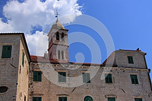 Croatia, Å ibenik - the Franciscan monastery with the bell tower of the 14th-century church of St. Francis.